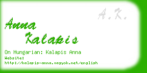 anna kalapis business card